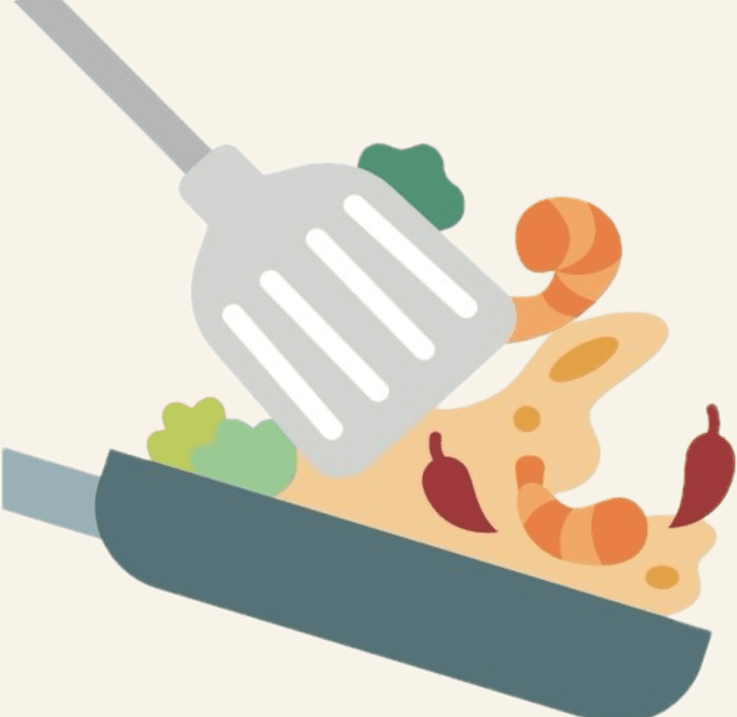 Frying food illustration